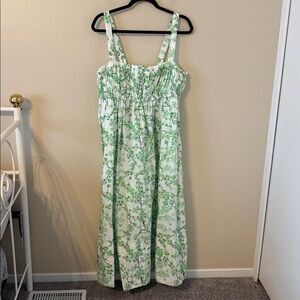 J. Crew Gathered Tank Midi Dress in Line Cherry Blossom